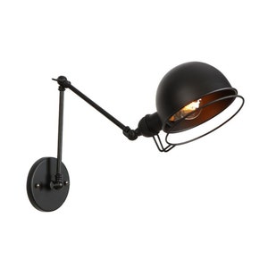 Folke Wall Sconce - Ring lampshade - Swing Arm Wall Sconce Lighting - On/Off Switch & Plug-in