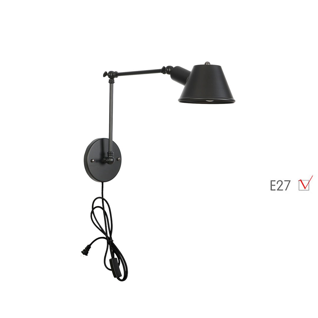 Plug in Wall Sconce Matte Black Wall Lamp Pull String Switch Etsy