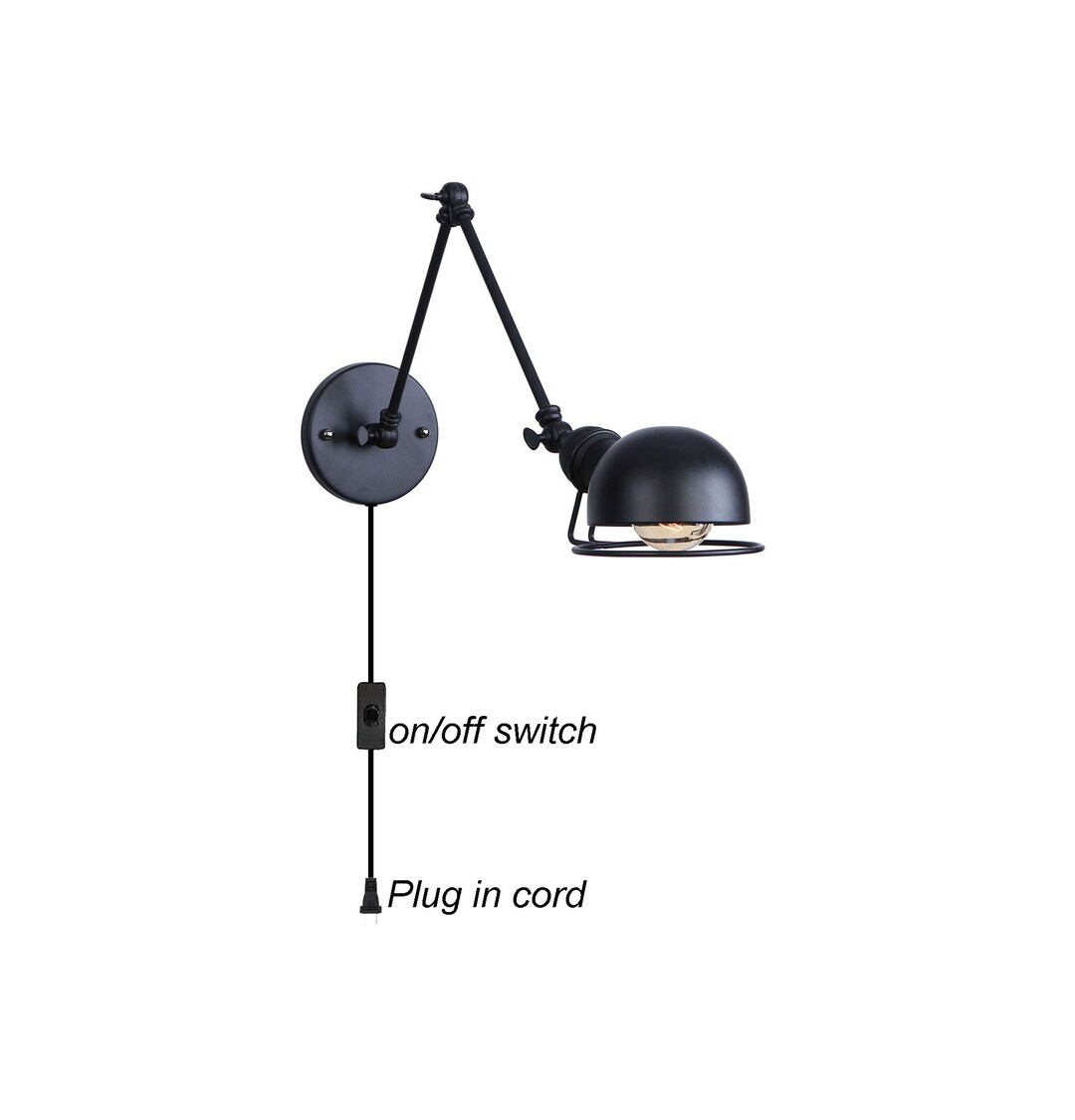 Plugin Cord Wall Sconce On/off Switch & Plugin Version Etsy