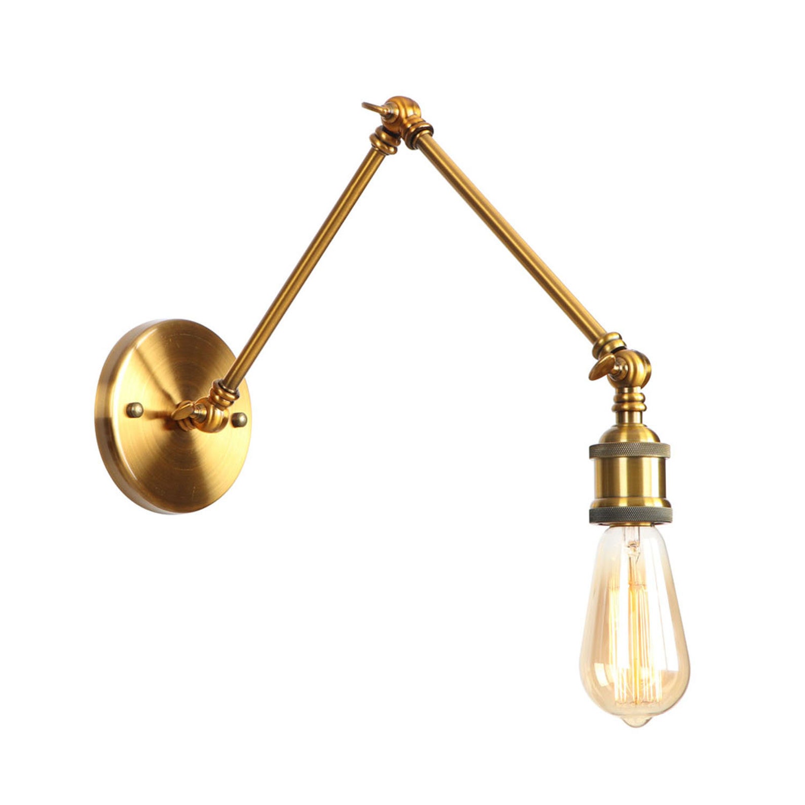 Brass finish Swing Arm Sconce Articulating Light Bedside Etsy