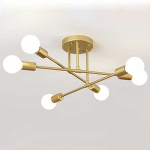 Modern Sputnik Chandelier, 6-Light Ceiling Light for Bedroom,Dining Room,Kitchen,Office (Gold)