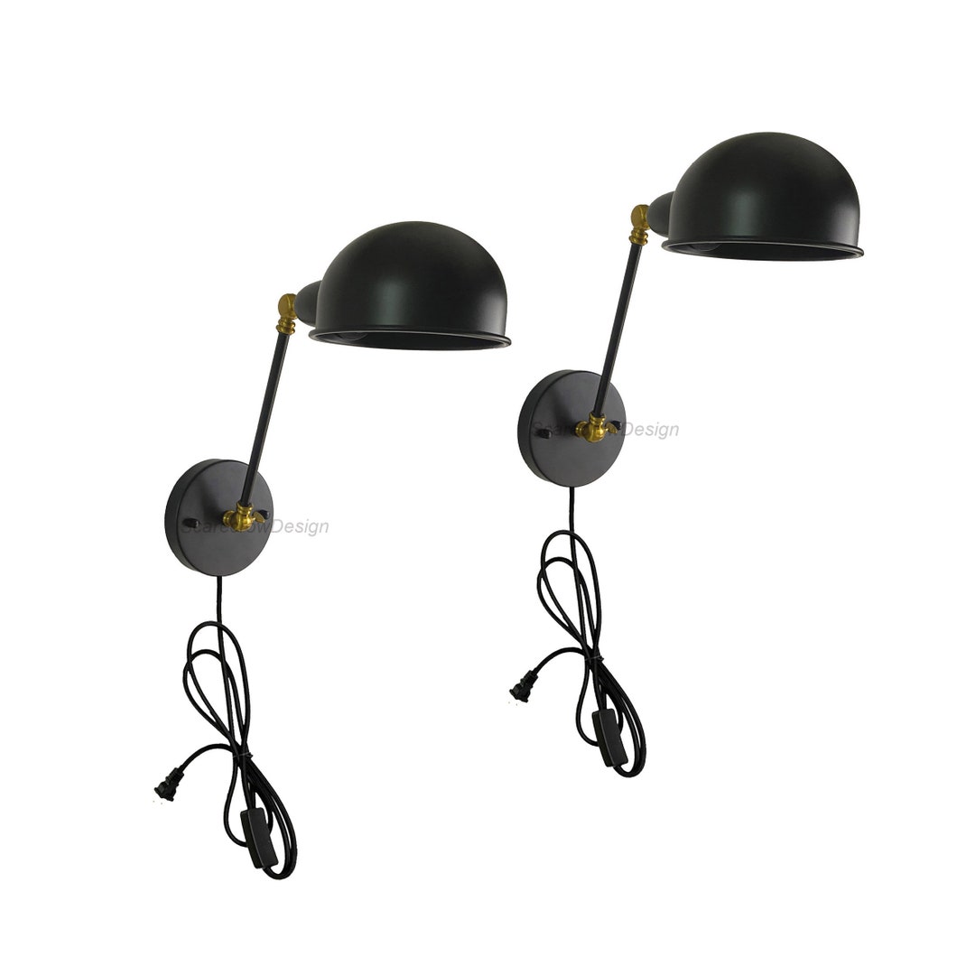 2 Sets Black Wall Lamps Wall Sconce Light Bedside Night Etsy