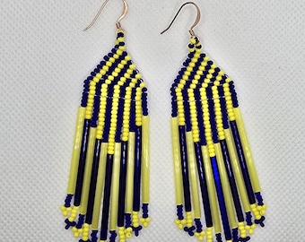 Native American Maize Blue Beaded Earrings