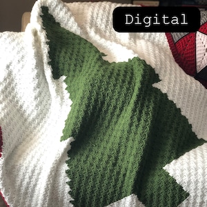 Modern Christmas Throw Blanket - Corner to Corner Crochet Pattern - Digital