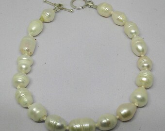 Bracelet de perles d'eau douce naturelles de 9 pouces 8 mm pour grand poignet