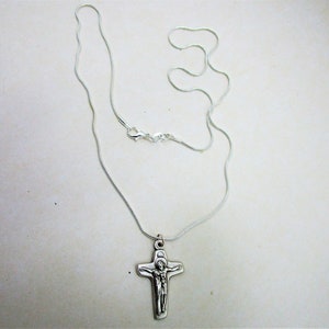 Modern Sterling 18" Necklace with Italian silver Mary with Jesus Crucifix