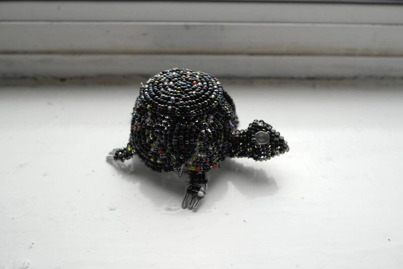 Zimbabwe Art Black African Beaded Wire Tortoise Wire Animal