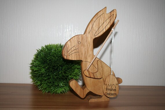 GEBETTER 2pz Coniglietti in Legno Decorativi Pasqua, Coniglio Legno Pasquale, Decorazione