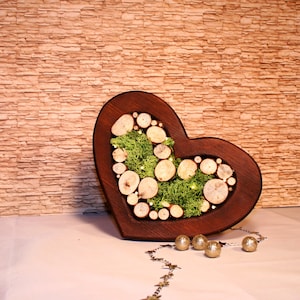 Dekoherz mit LED-Beleuchtung Beleuchtung Holz Holzscheiben Herz Deko Muttertag Hochzeit Geschenk Individuell Batterie beleuchtet Holzherz