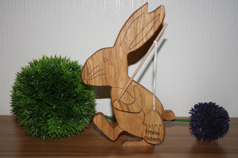 Osterhase aus Eichenholz Osterdeko Ostern Holzdeko Holz Happy | Etsy