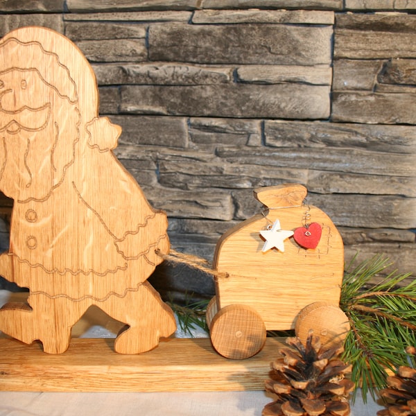 Nikolaus aus Eichenholz Weihnachtsmann Santa Claus Holz Weihnachtsdeko natürlich Holz Naturdeko christmas decoration