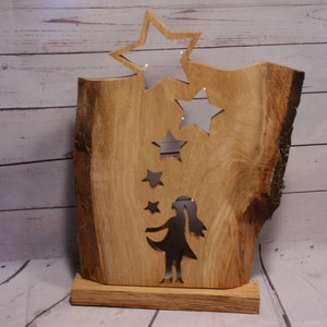 Wooden board Wooden stele Star board Wooden decoration Christmas decoration Advent decoration LED lighting illuminated oak solid wood