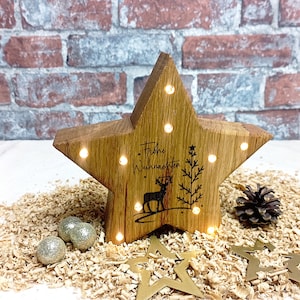 Wooden star made of oak with lighting Wooden decoration star Christmas decoration