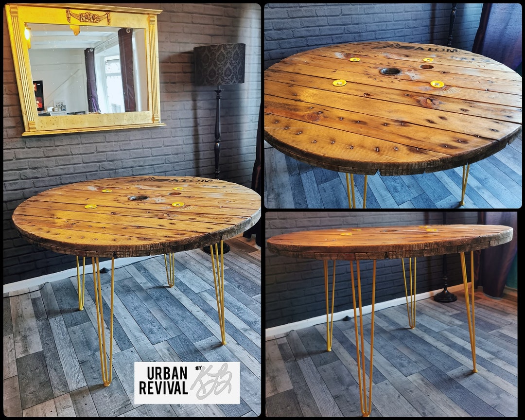 Cable Drum Table... up Cycled... Hand Made to Order... Dining Etsy