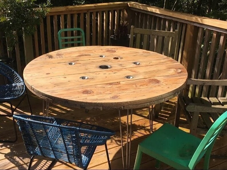 Cable Drum Table... up Cycled... Hand Made to Order... Dining Etsy