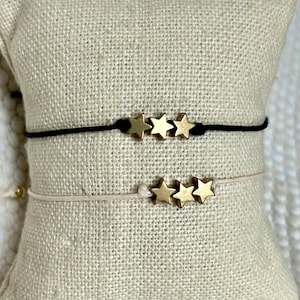 Bracelet à breloques étoilées réglables / Bracelet cordon fait à la main / Bracelet cordon boho