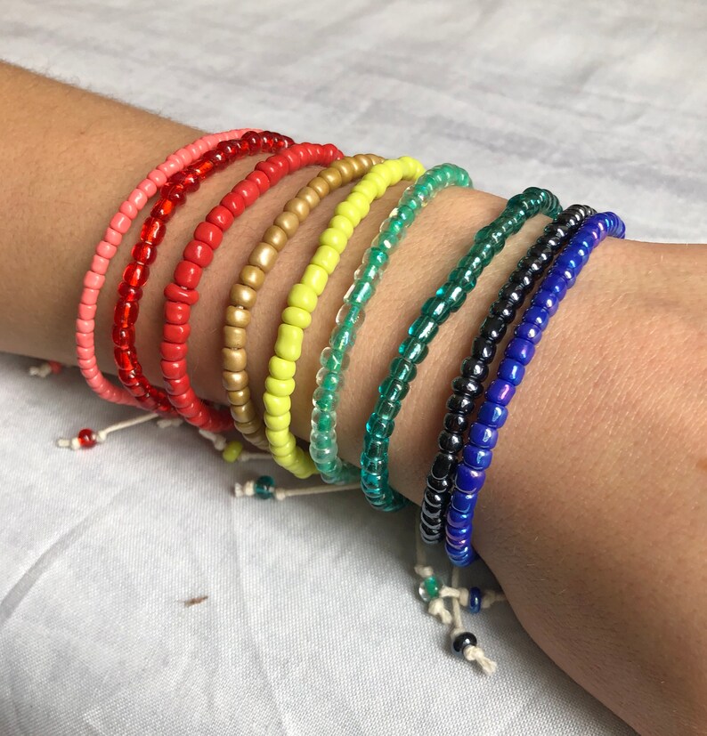Adjustable Beaded Cord Bracelet / Handmade Beaded Cord Etsy