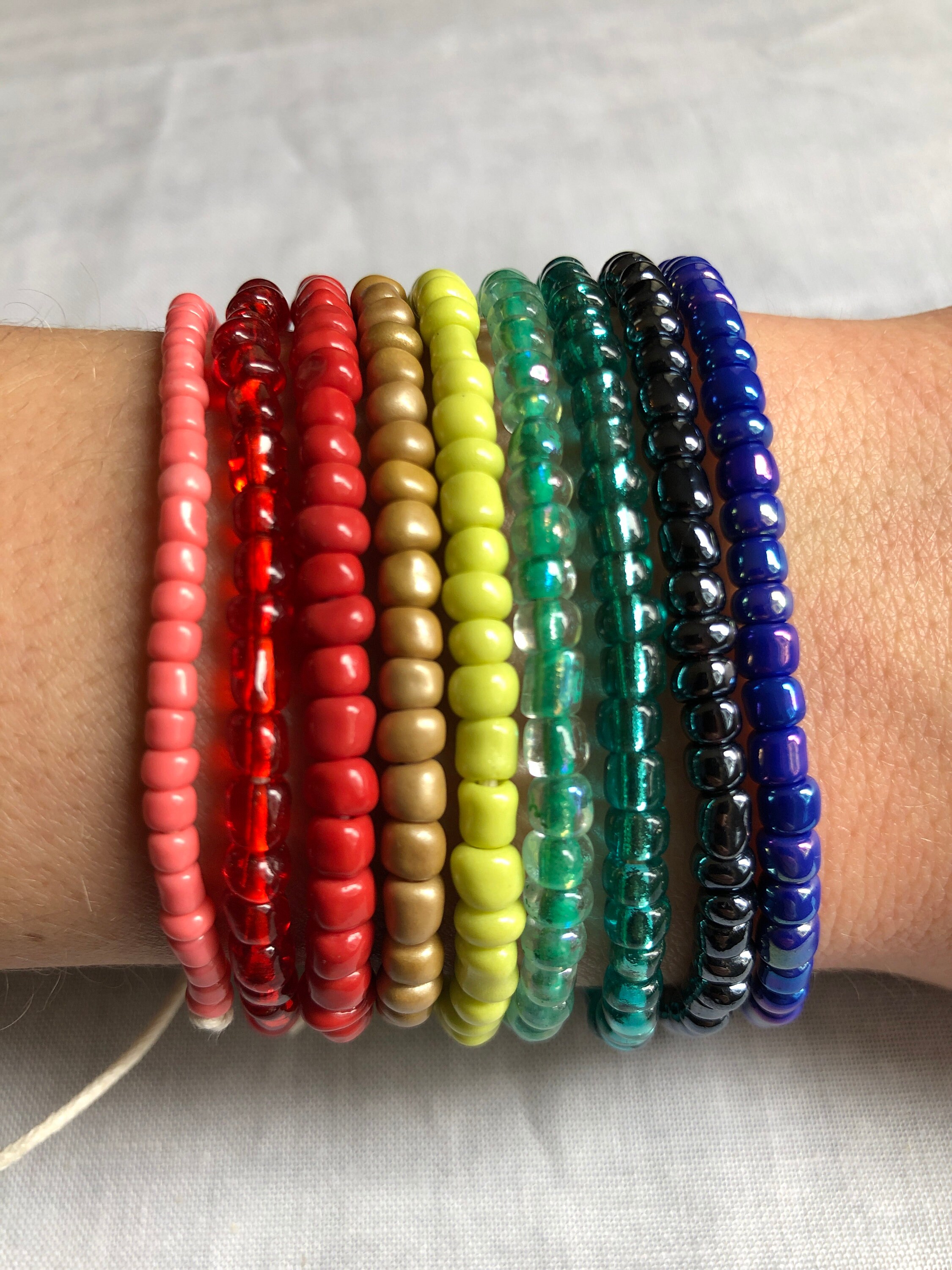 Adjustable Beaded Cord Bracelet / Handmade Beaded Cord Etsy