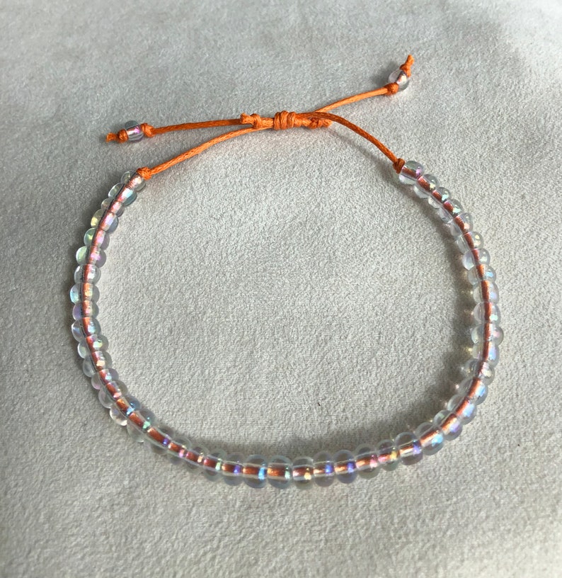 Adjustable Clear Beaded Cord Bracelet / Handmade Beaded Cord Etsy