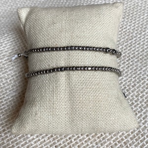adjustable silver beaded cord bracelet / handmade beaded cord bracelet / boho cord bracelet