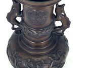 Japanese Bronze Vase with Dragon Handles Meiji Style