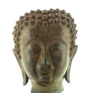 Antique Style  Bronze Buddha Mask on wooden base