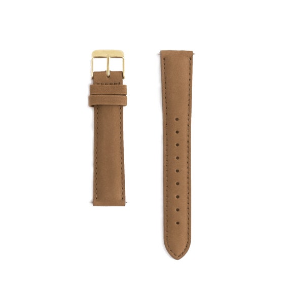 Cinturino Orologio 18mm In Vera Pelle Marrone Scuro Con Dettagli Tonalità Oro - Unisex - Foto 2