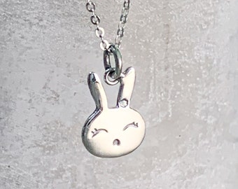 Sterling Silver Bunny charm necklace, s925 bunny pendant, sterling silver bunny pendant, bunny necklace, silver bunny necklace, girls, kids
