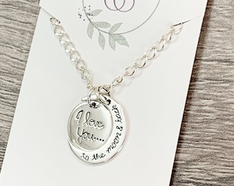 Sterling Silber 2 Stück "Love you to the Moon and Back" Anhänger