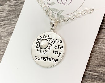 You Are My Sunshine Pendant | Sun Necklace,  Sunshine Jewellery, Floral Jewelry, Girlfriend Gift for Her, Gift for Daughter