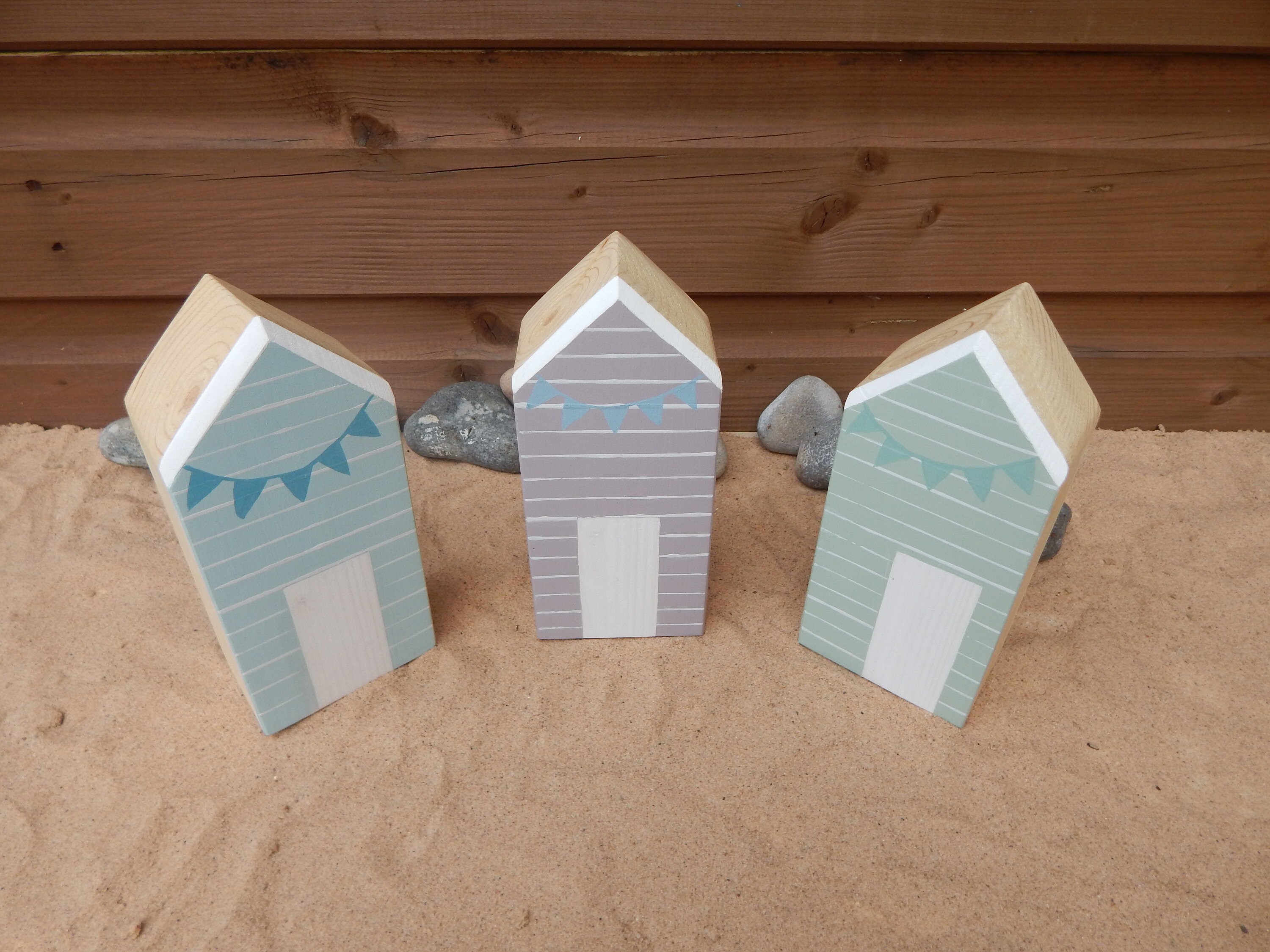 Wooden hand painted beach hut nautical item home decor Etsy