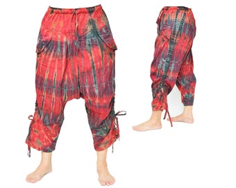 Tie Dye Harem Pants Goa Pants for men and women 4/5 length Handmade & Unique