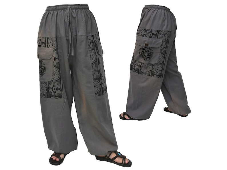 Yoga Harem Pants Women Men Baggy Pants 2 big pockets Grey