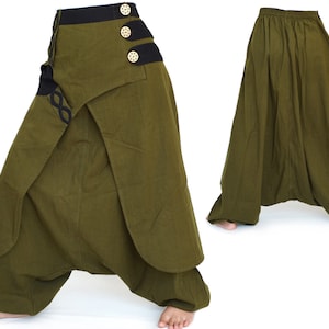 Harem pants men women Wide Leg Pants Boho Hippie Pants Aladdin Pants 9 colors Green