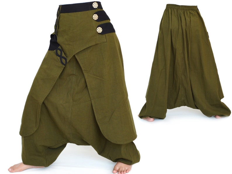 Harem pants men women Wide Leg Pants Boho Hippie Pants Aladdin Pants 9 colors Green