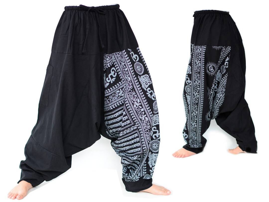 Boho Hippie Harem Pants for Men and Women in 3 Colors, Printed Handmade ...