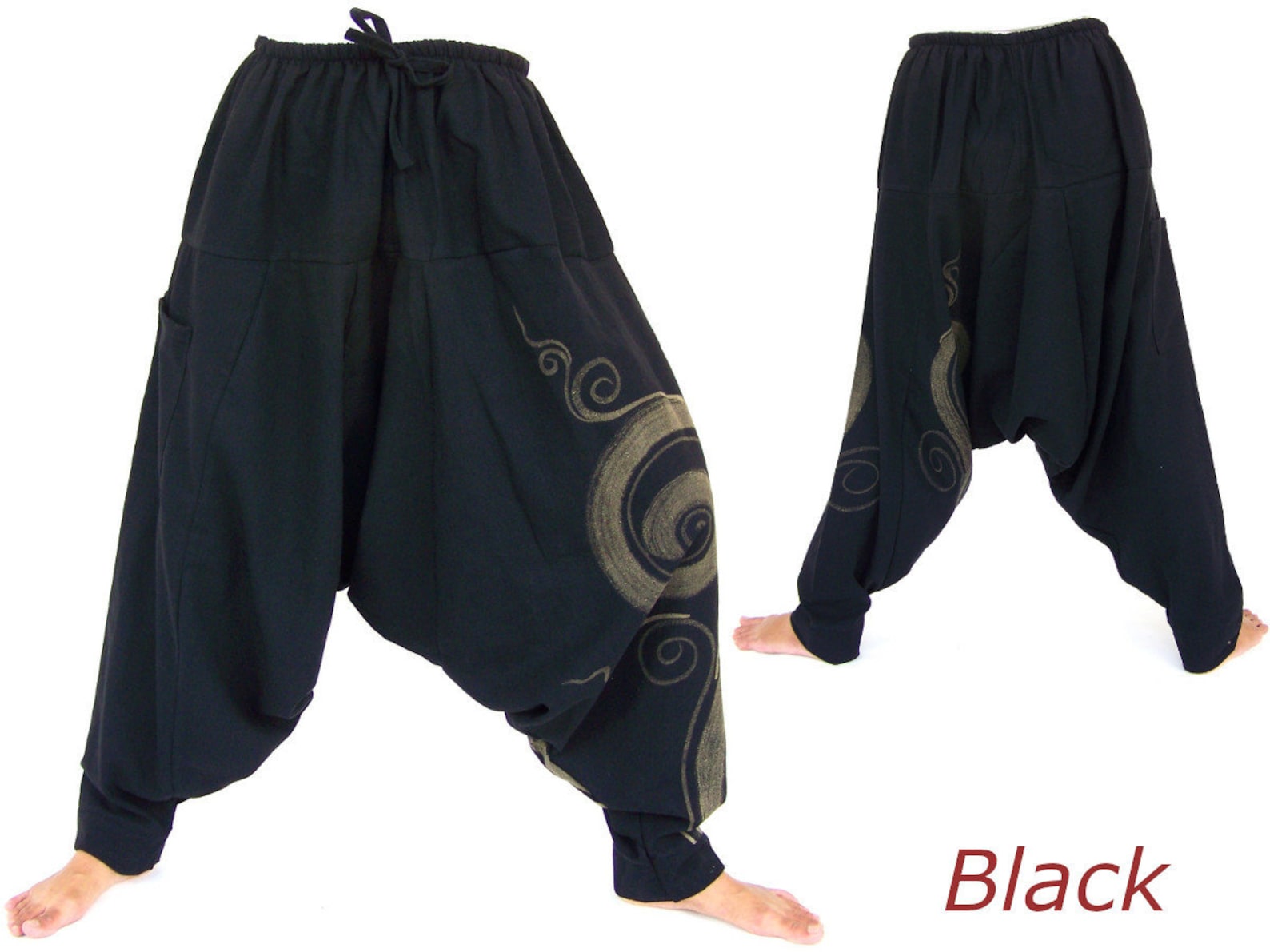 Harem Pants Women Men Wide Leg Pants Aladdin Pants Black | Etsy