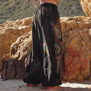 Hand Painted Harem pants women men Baggy Yoga Lounge Trousers adjustable length