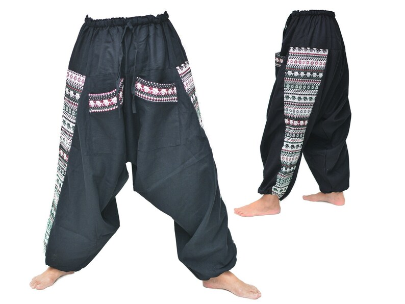 Harem pants men women Boho Hippie Pants Aladdin Pants 2 pockets image 3