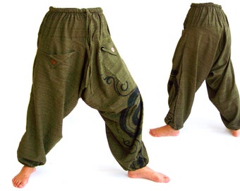 Harem pants women men Genie Pants Aladdin Pants Joggers, green