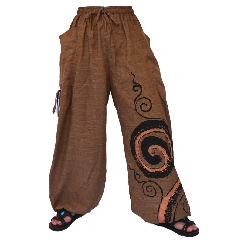 Harem pants men women Yoga Baggy Lounge Pants with adjustable length Beige