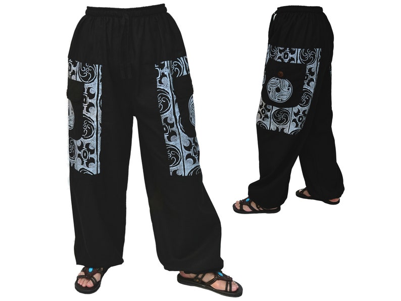Yoga Harem Pants Women Men Baggy Pants 2 big pockets Black