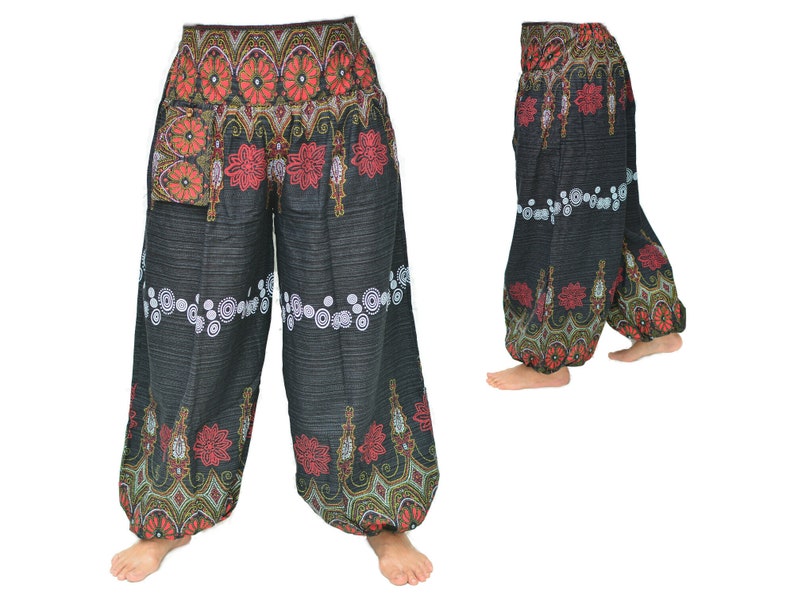 Genie pants Harem Pants men women Flower Design