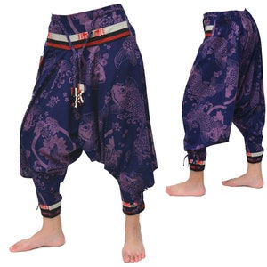 Samurai pants Yoga Pants men women Ninja Pants 7 colors Blue