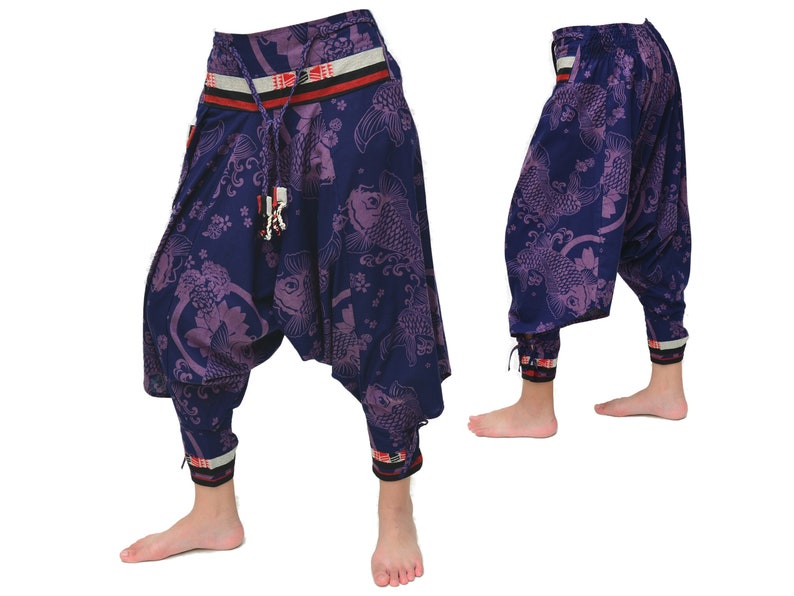 Samurai pants Yoga Pants men women Ninja Pants 7 colors Blue