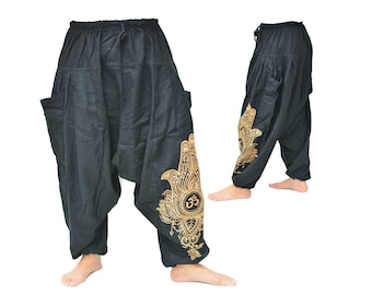 Harem pants men women Boho Hippie Pants Aladdin Pants stonewashed cotton