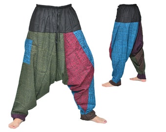 Harem pants for men and women in a deep wide cut, Aladdin Pants Boho Hippie Pants