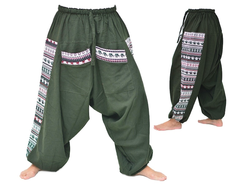 Harem pants men women Boho Hippie Pants Aladdin Pants 2 pockets image 2