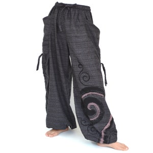 Harem pants men women Yoga Baggy Lounge Pants with adjustable length Grey
