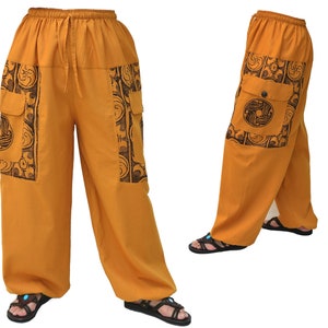 Yoga Harem Pants Women Men Baggy Pants 2 big pockets Gold